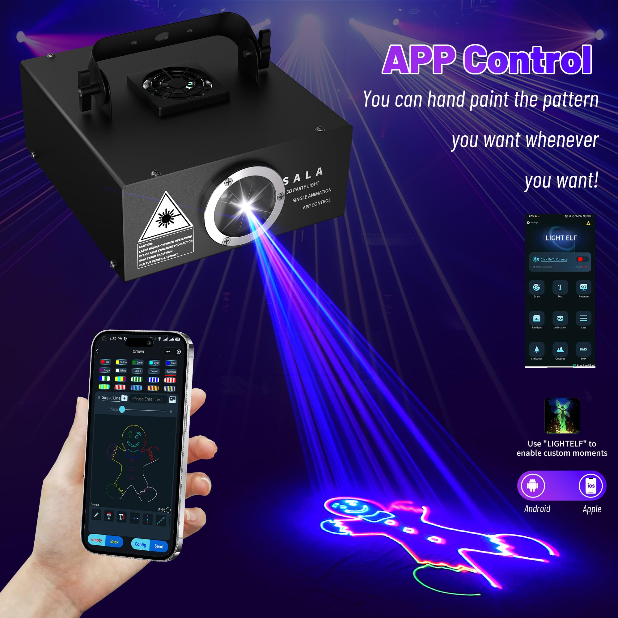 Amazon.com: DJ Laser Light with App Control, 3D Animation Laser